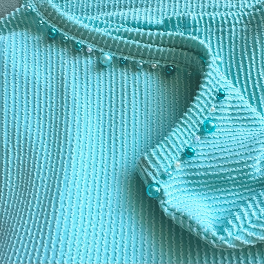 Hand-embellished pearl collar sweater